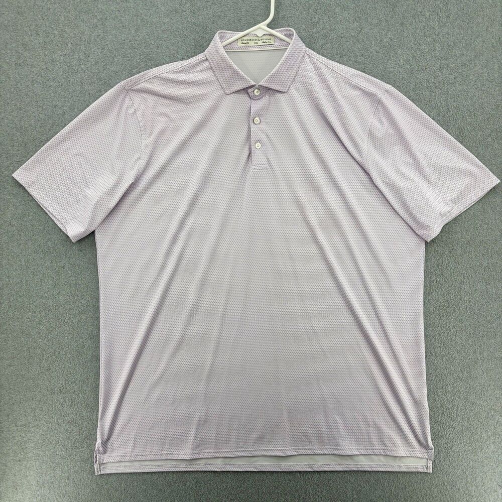 Holderness & Bourne Polo Mens XXL Purple Geometric Tailored Fit Golf Performance